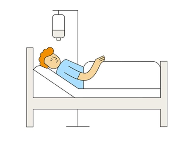 Grafik – Patient liegt im Bett am Tropf