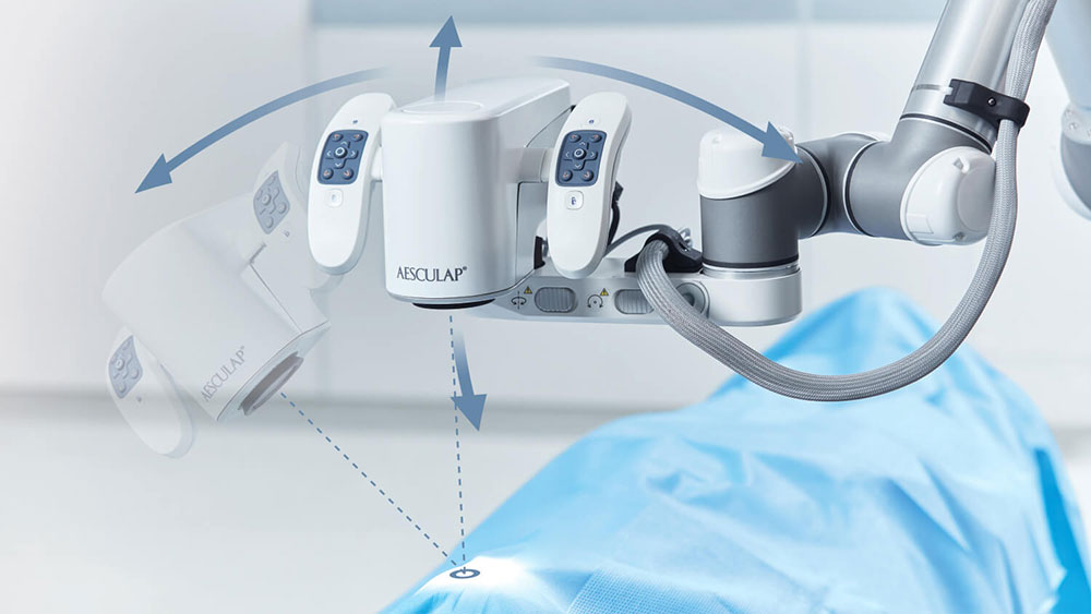  Kamerabewegung des Aesculap Aeos® mit der Funktion Lock on Target. 