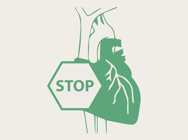 Symbol eines Herzens mit Stoppzeichen 