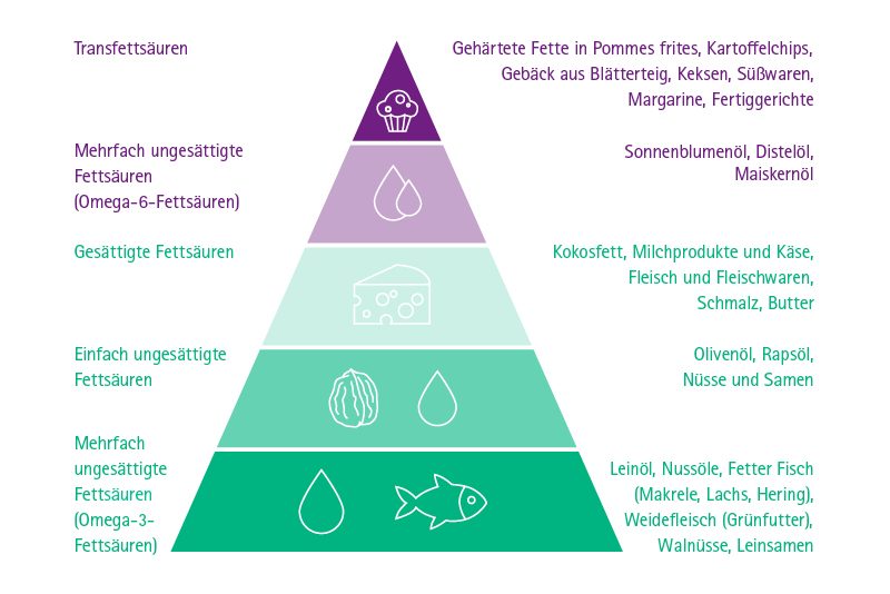 Infografik Nährstoffe: Lebensmittelpyramide verschiedene Fette