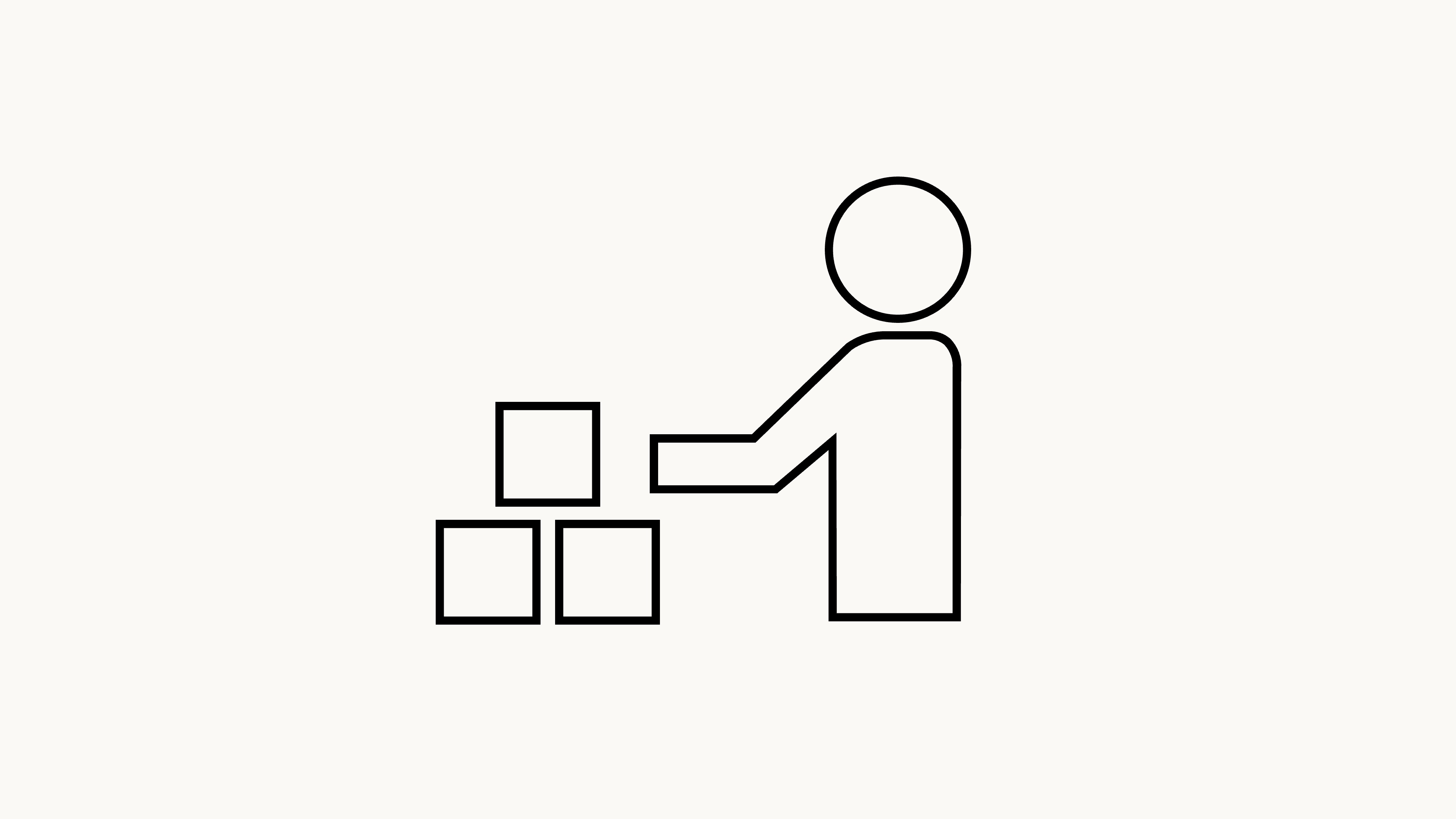 Symbolbild für die Praxisversorung, eine Figur stapelt Quadrate übereinander