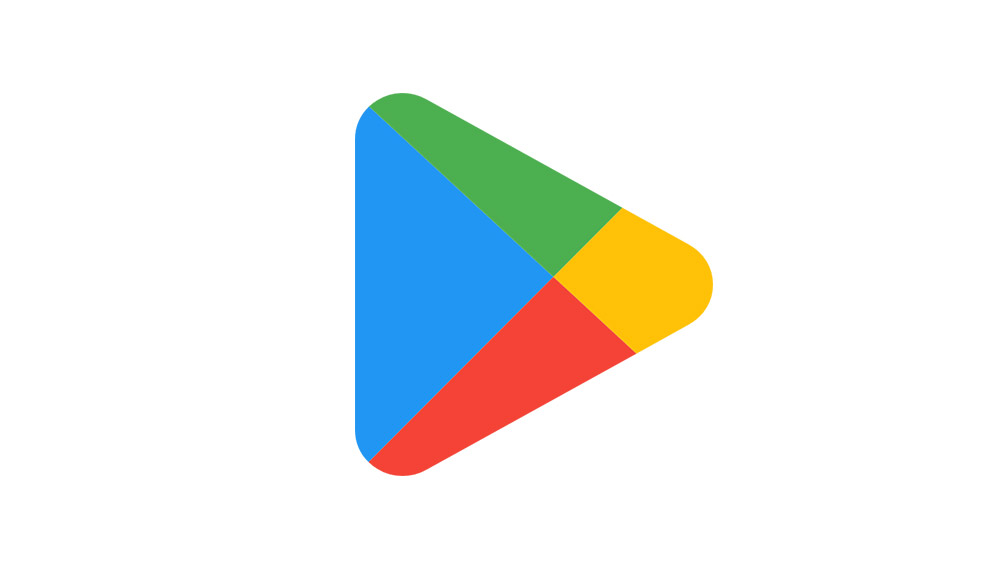 Dreieckiges Icon mit einem nach rechts zeigenden Pfeil, bestehend aus vier farbigen Abschnitten, das das Google Play Store Logo darstellt